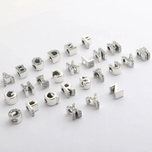 Sterling Silver Letter Alphabet Charm - Picture 1 of 10